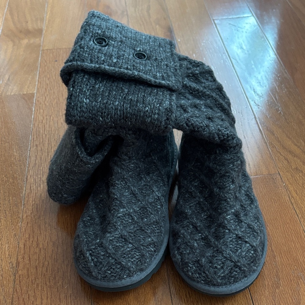 UGG Charcoal Knit Button Boots
